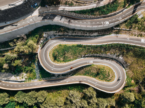 Winding mountain road near Lake Garda in northern Italy