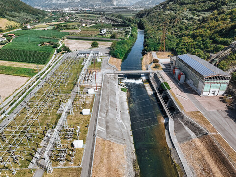 Hydroelectric power station near charming towns around Lake Garda