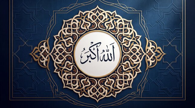 Islamic Calligraphy Allahu Akbar Geometric Pattern Background