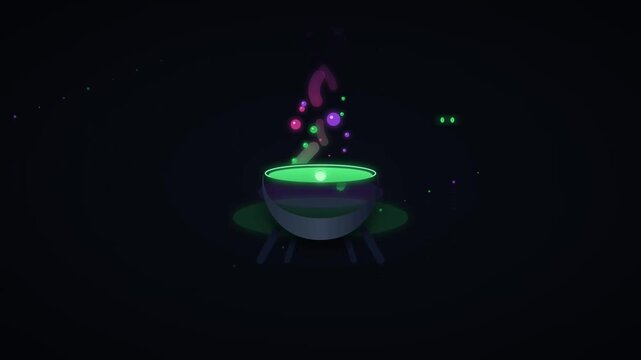 Magical Witches Cauldron with Glowing Bubbles