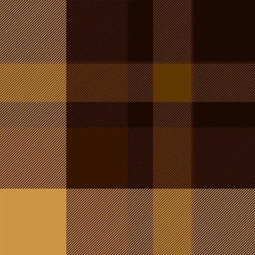 International tartan vector seamless, unique textile plaid fabric. Hanukkah texture check background pattern in black and amber colors.