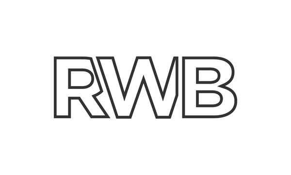 RWB logo design template with strong and modern bold text. Initial based vector logotype featuring simple and minimal typography. Trendy company identity.