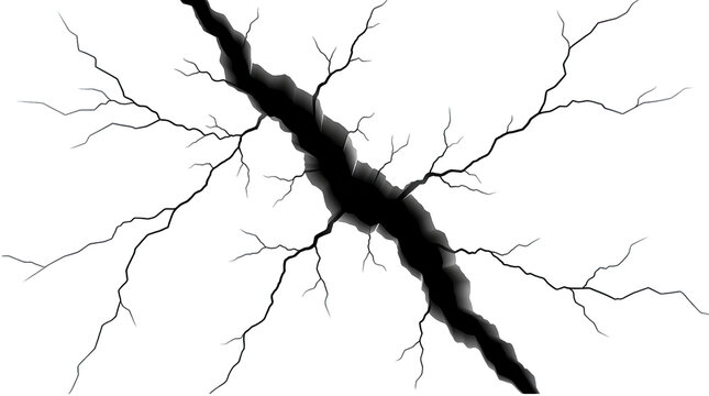 Ground crack illustration with sharp jagged edges on transparent background for disaster and destruction graphic design projects.