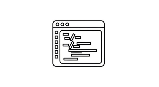 Abstract Code Snippet Window - Minimalist Icon of Software Development and Programming