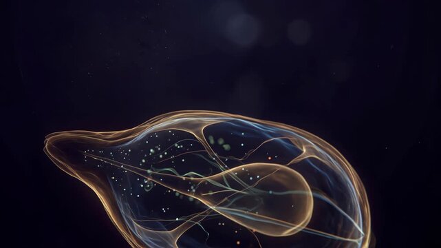 Abstract glowing shape with slow motion movement and colorful light effects