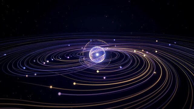 abstract cosmic motion with swirling particles in a dark space environment