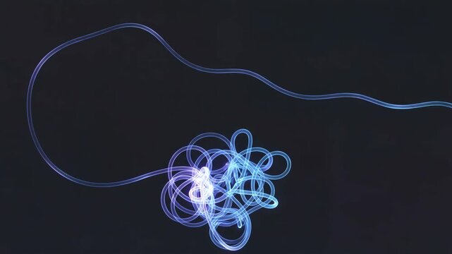 Abstract light trails creating dynamic shapes on dark background for artistic design