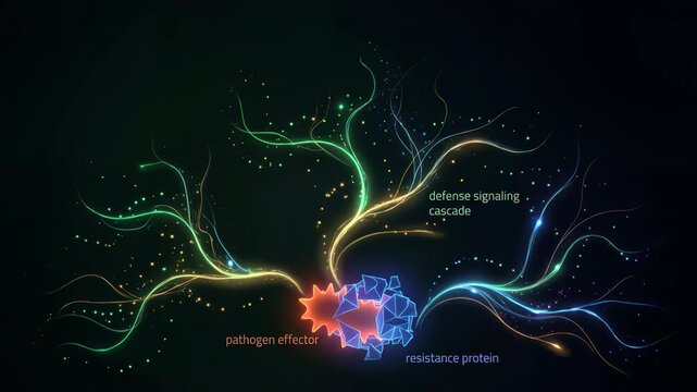 pathogen effector and resistance protein in defense signaling cascade illustration