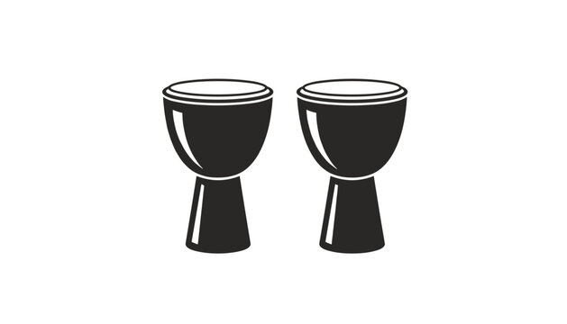 Black silhouette of two bongo djembe hand drums musical instruments isolated on white background vector illustration.