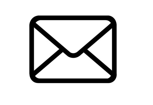 Black outline mail envelope icon transparent background