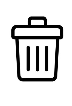 Black outline trash can delete icon transparent background