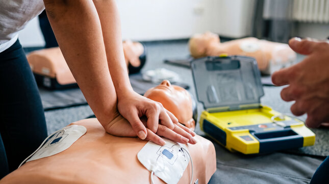 Group CPR training class