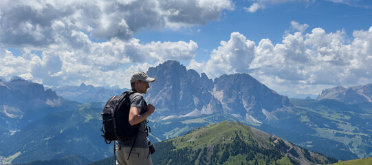Naklejka premium hiking in the mountains, The dolomites, Val Gardena, 