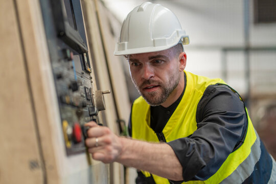 Workers Factory or Engineering work at factory site check up machine or products in site. Foreman or Technician checking Material or Machine on Plant. Heavy industry factory concept.
