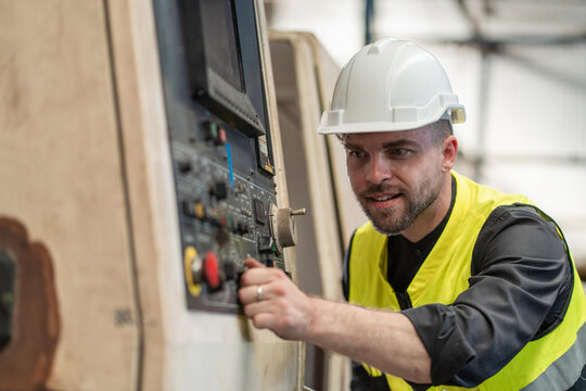 Workers Factory or Engineering work at factory site check up machine or products in site. Foreman or Technician checking Material or Machine on Plant. Heavy industry factory concept.
