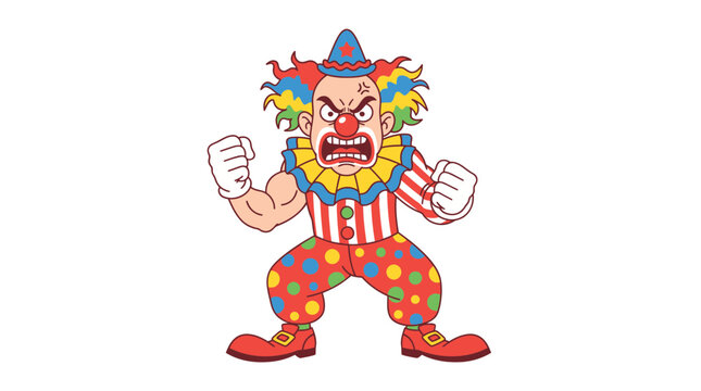 Angry clown with messy hair