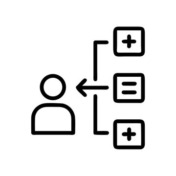 User interaction with content choices options management icon vector.