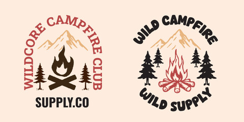 Naklejka premium A Collection of retro hiking badges and emblems for hiking and exploration 