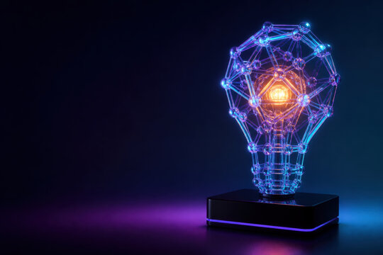 Neon Startup Innovation Light Bulb Concept for Entrepreneurship and New Business Ideas