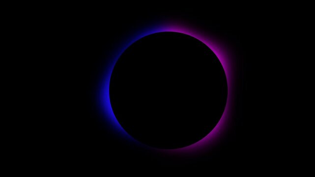 Glowing blue and purple neon circle animation on dark background, pulsing with soft light and futuristic energy effect, suitable for digital and abstract visuals