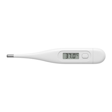 Digital Oral Thermometer with Flexible Tip on Transparent Background