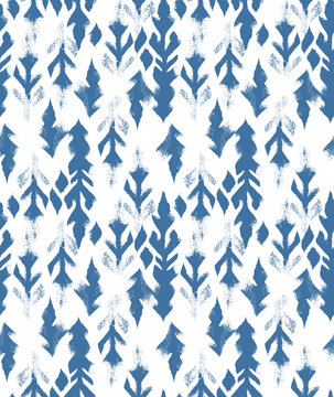blue and white colour abstract leafy seamless print pattern background 
