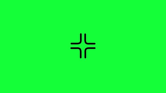 Fullscreen icon animation on green background. Exit full screen mode, multimedia player animation. Increasing and decreasing screen size animation. Zoom expand for screen scaling and full screen mode