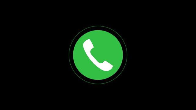 Green phone icon button for communication and calling animation