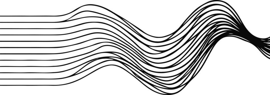 Abstract Black Wavy Lines Flowing Dynamic Wave Vector Illustration