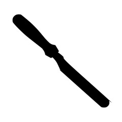 Fototapeta premium Icing spatula silhouette designed for cake decorating and baking tasks isolated on a clean white background.