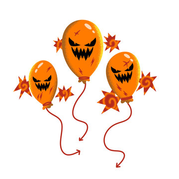 Orange hot air balloon jack o lantern for halloween design