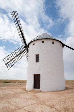 Windmill at Campo de Criptana under cloudy sky
