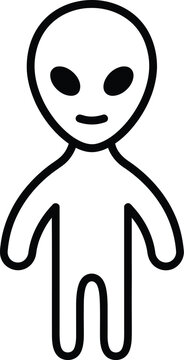 Cute extraterrestrial alien character icon representing space exploration and science fiction with sci