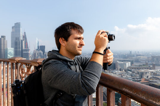 Tourist photograph City of London skyline from viewpoint