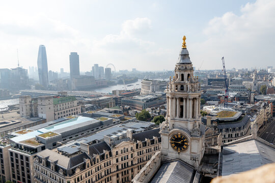 London skyline from St Paul's Cathedral tower with Thames
