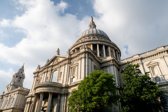 St Paul's Cathedral dome and facade in London, United Kingdom