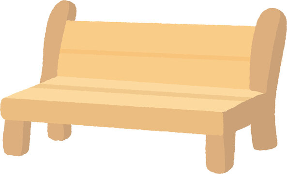Wooden park bench vector illustration, outdoor furniture concept