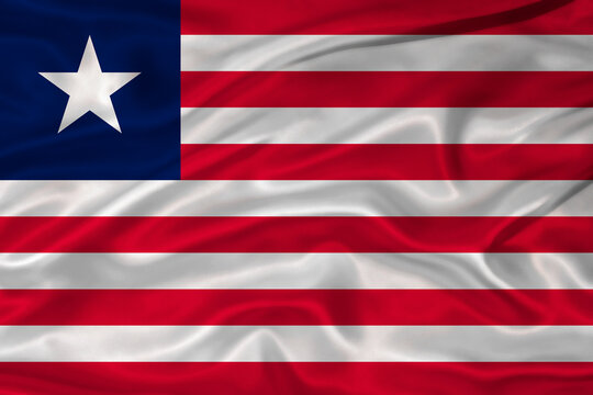 Flag of Liberia with a soft fabric texture. Liberian flag textured with fabric background