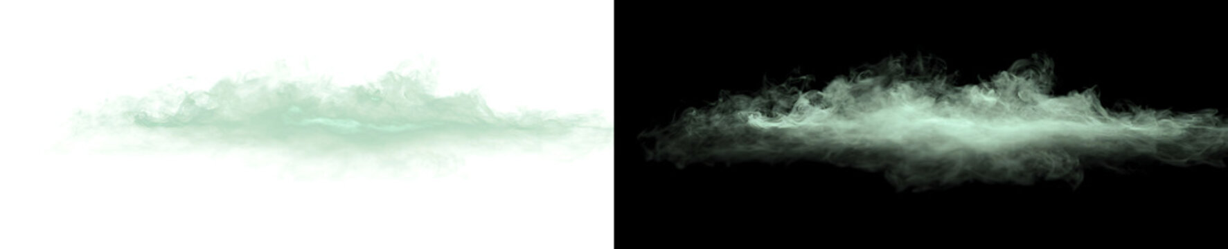Smoke drifting in pale white mist forms a low cloud on black for PNG, Transparent and Black Background Versions design use