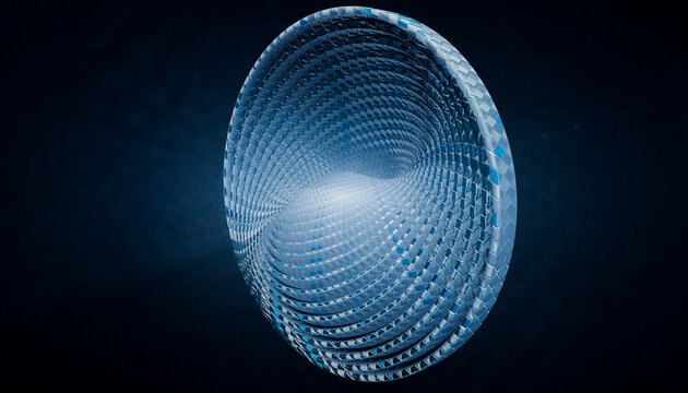 Abstract blue spiral geometry with concentric rings render