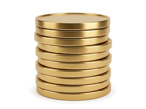 Stack of copper coins in a pile isolated on white background