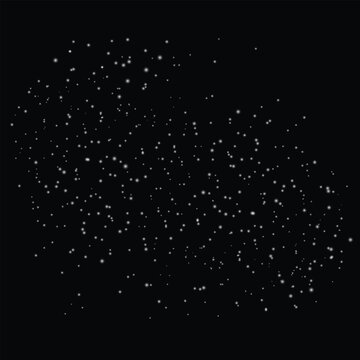 Abstract digital background featuring a cluster of glowing white particles scattered across a solid black backdrop