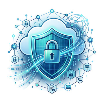 Cyber security shield and cloud data protection concept