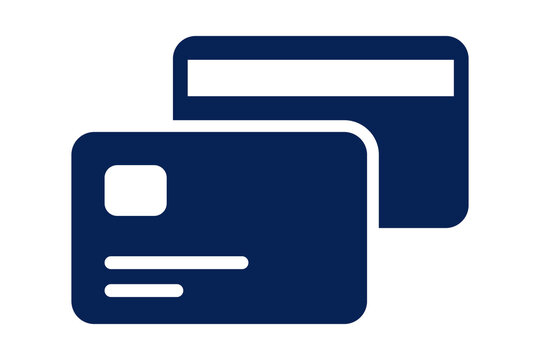 Dark Blue Stacked Double Credit Cards Icon for Mobile Pay isolated on transparent background finance money banking transaction