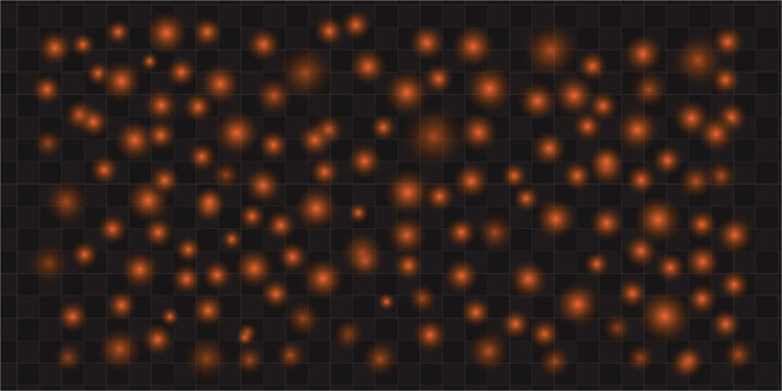 Abstract background featuring glowing orange and golden bokeh circles scattered across a dark blue night sky backdrop