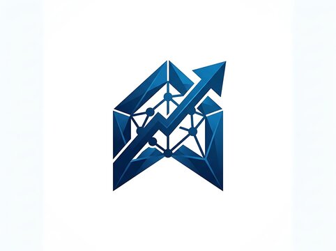 Abstract Geometric Technology Logo with Upward Data Trend Arrow