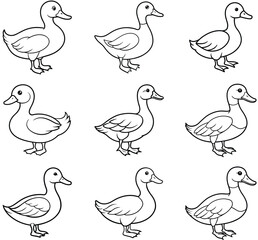 Fototapeta premium silhouette of a cute duck vector and illustration Design
