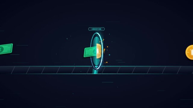 Futuristic Portal Exchange Converting Cash Into Digital Coin