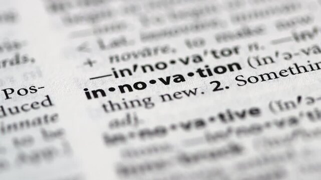 Dictionary Series - Science: pull focus on the word innovation