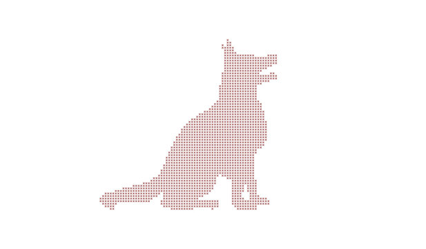 Dusty Pink Sitting German Shepherd Dog Silhouette Cross Stitch Pattern Pixel Art Needlework Isolated on White Background for DIY Craft Embroidery Project